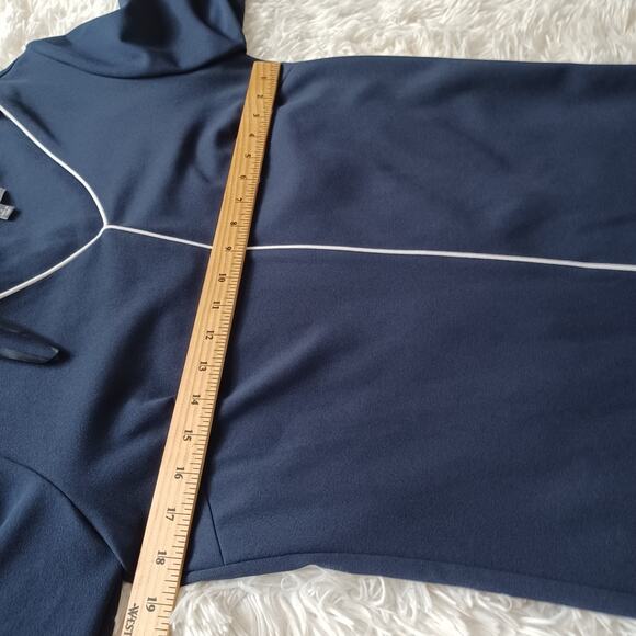 Sharagano Navy Blue Classic Nautical Bell Sleeve Preppy Sheath Dress Size 6 - Picture 8 of 10